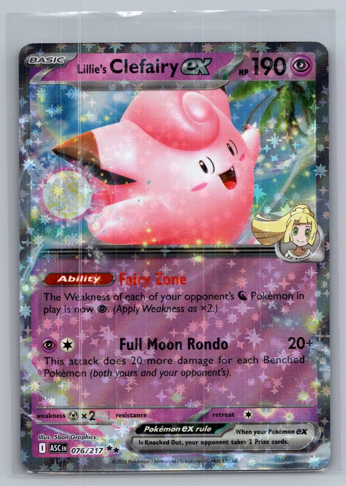 Lillie's Clefairy EX #76/217 2026 Mega Evolution – Ascended Heroes Pokemon TCG