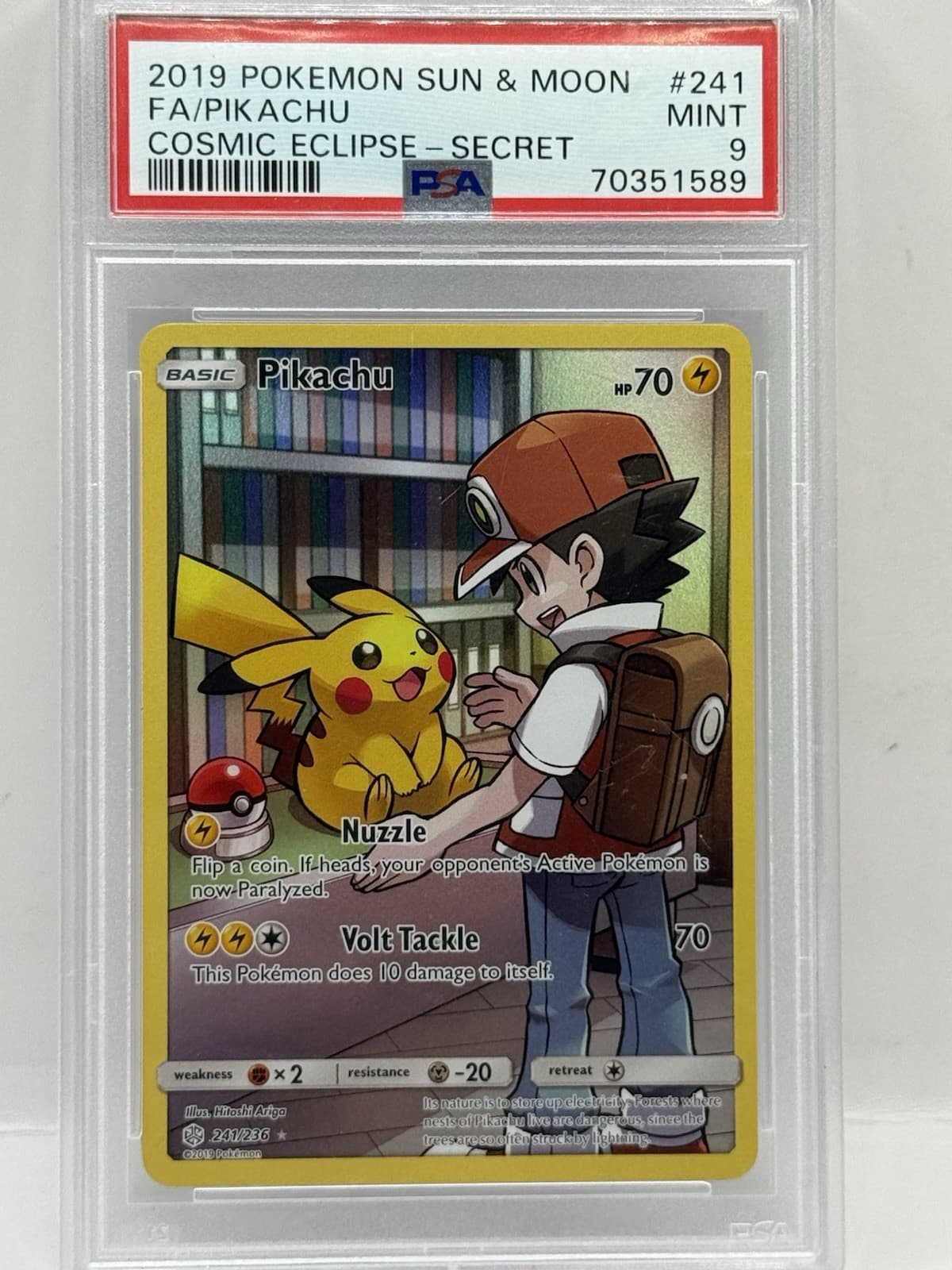 Pikachu 241/236 SM Cosmic Eclipse Secret Rare Full Art Holo EN 2019 PSA 9
