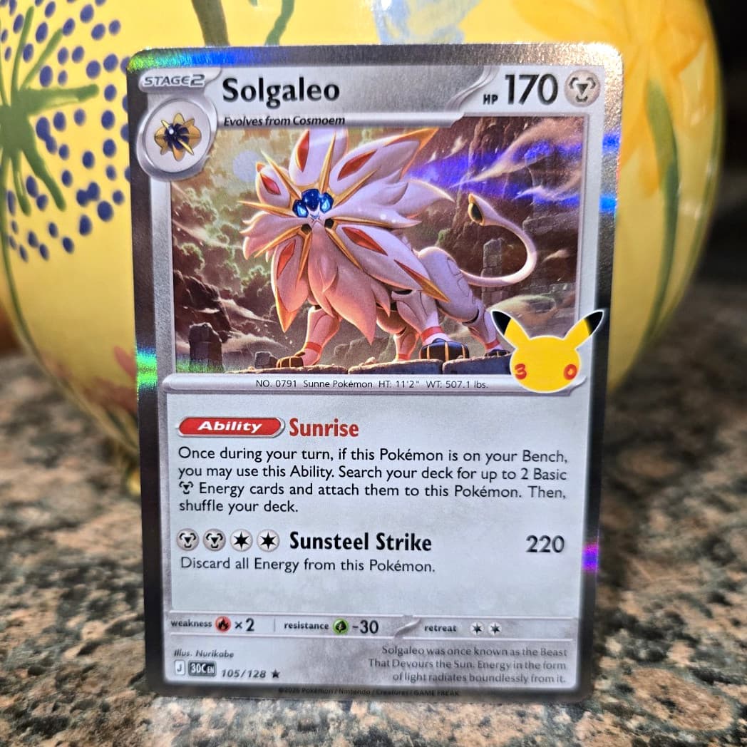 Solgaleo 105/128 170 HP Holo Rare Me: 30th Celebration Pokemon TCG English