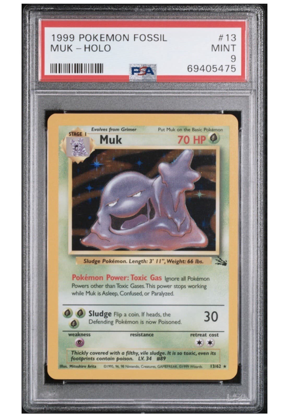 Pokemon Muk Holo Fossil Unlimited 13/62 PSA 9 Mint