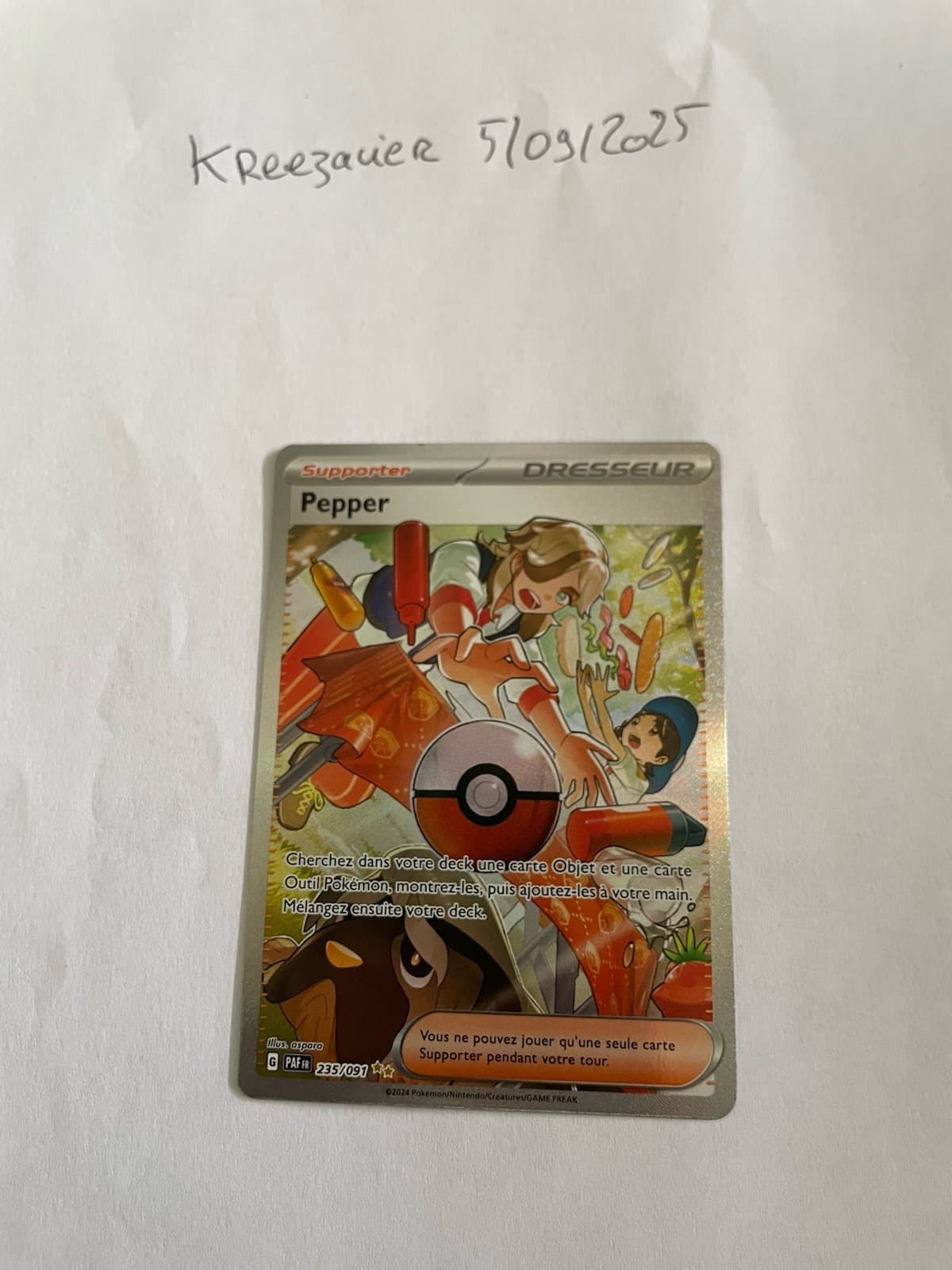 Carte Pokemon PEPPER 235/091 FA Full Art EV4.5 Destinées de Paldea PAF FR NEUF
