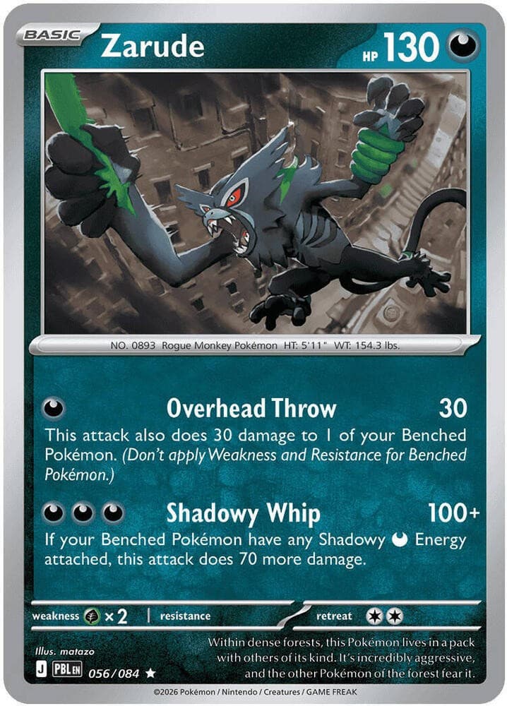 Pokémon Zarude 56/84 Pitch Black Holo NM