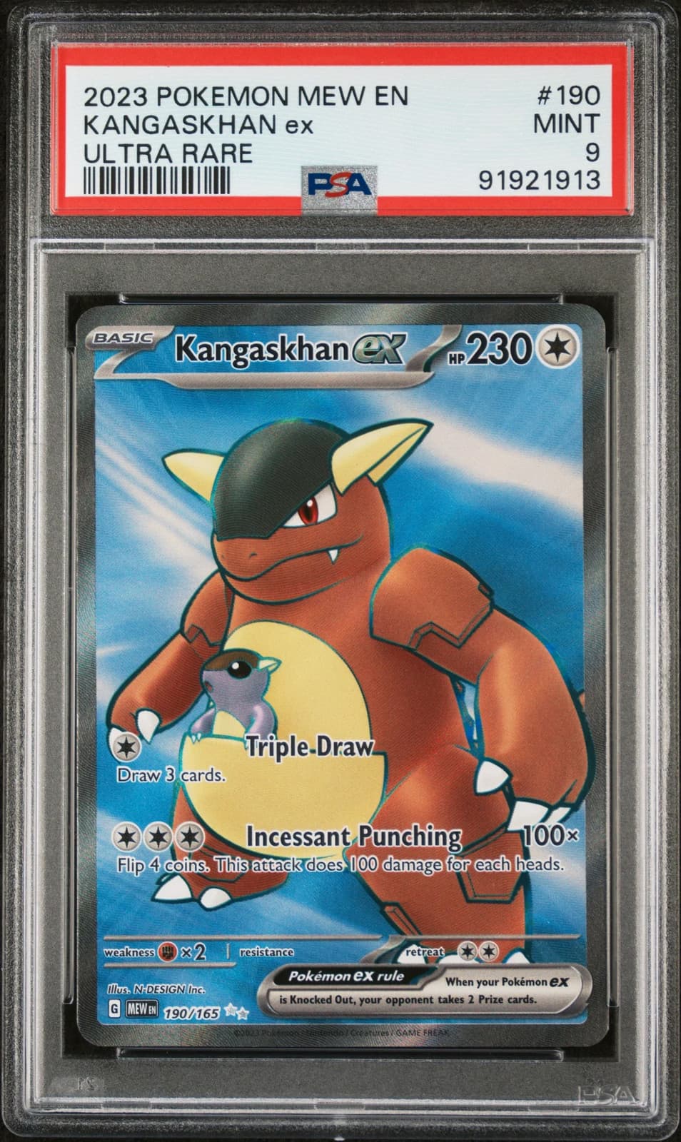 2023 Pokemon Mew EN-151 Kangaskhan EX #190 PSA 9