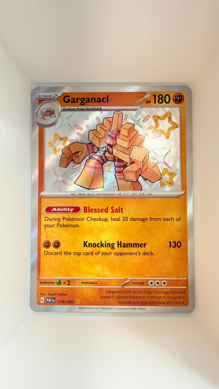 Pokemon Garganacl Paldean Fates 178/091 Holo Shiny Rare
