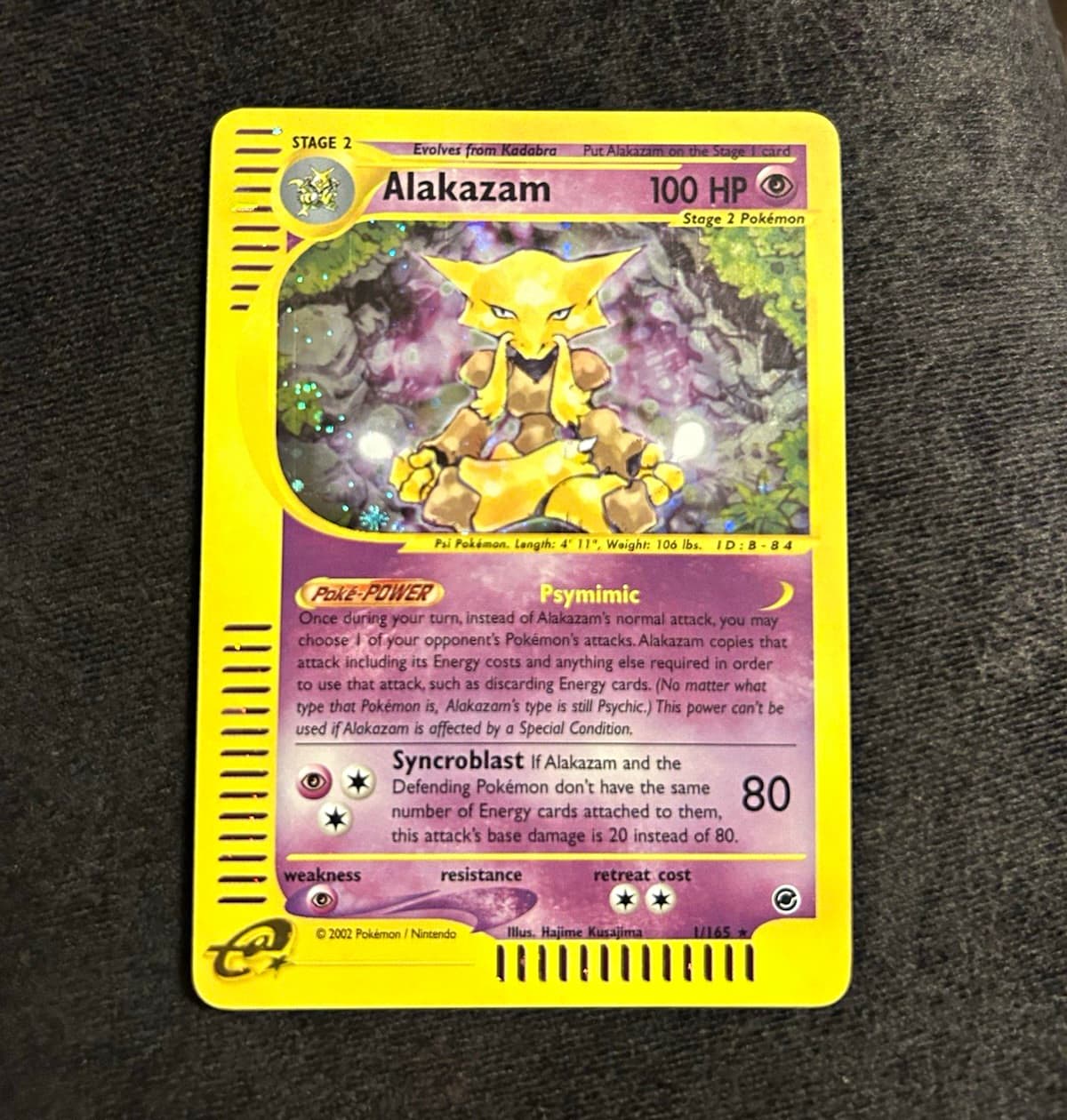 Pokemon TCG Alakazam 001/165 Expedition Base Set Holo Rare 100 HP EN 2002