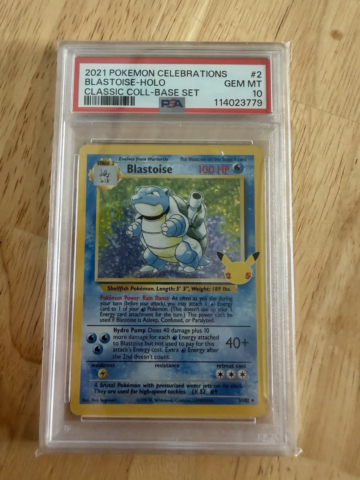 The Pokémon Company Blastoise Celebrations Classic Collection Holo 2/102 PSA 10