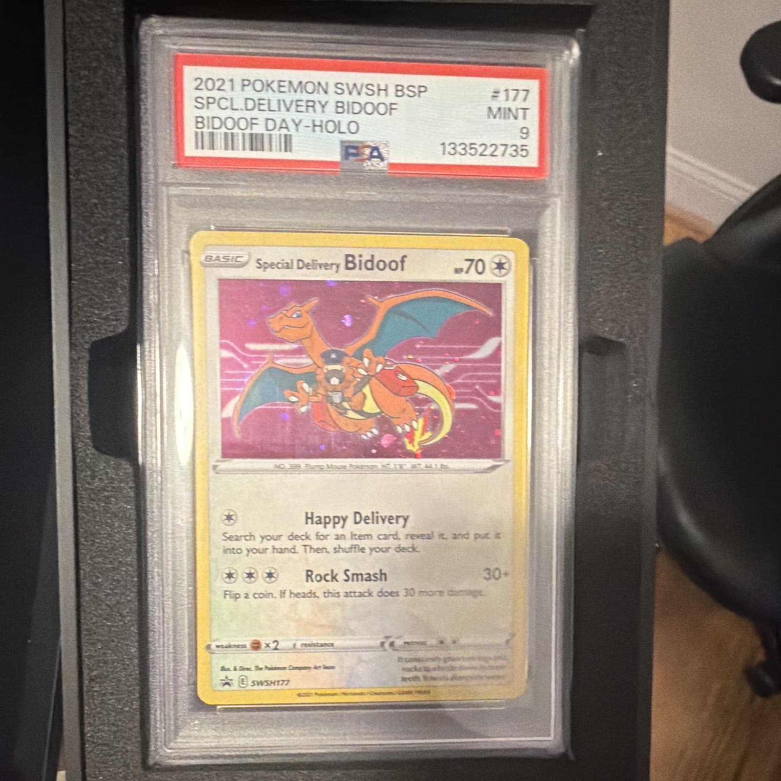 Pokemon Special Delivery Bidoof PSA 9 2021 SWSH Promo SWSH177 Holo English