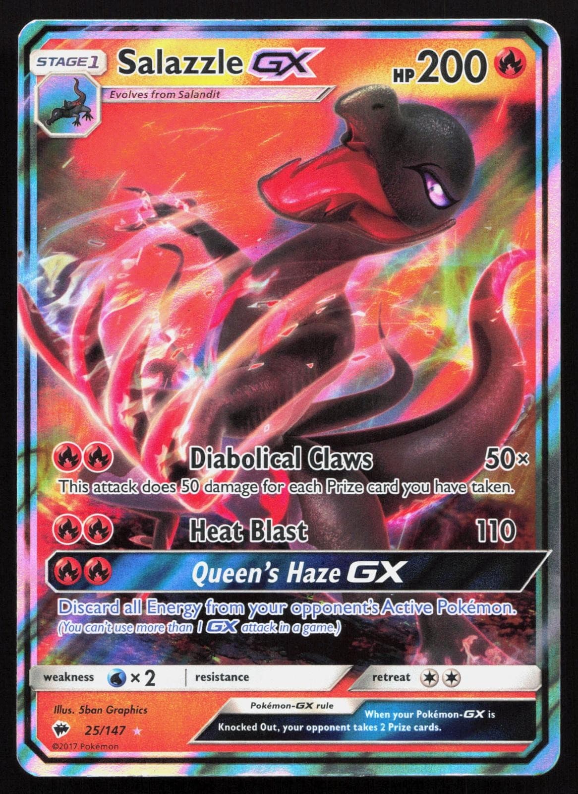 Salazzle GX 25/147 Burning Shadows Pokemon Holo