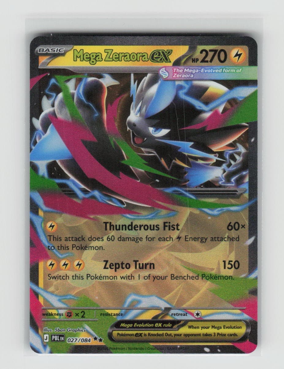 Mega Zeraora Ex Pokémon — English Pitch Black 27/84 DR Holo NM