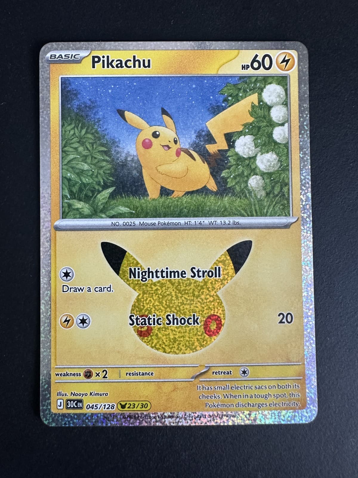 Pikachu 30th Celebration #45/128 Holo Pokemon TCG English