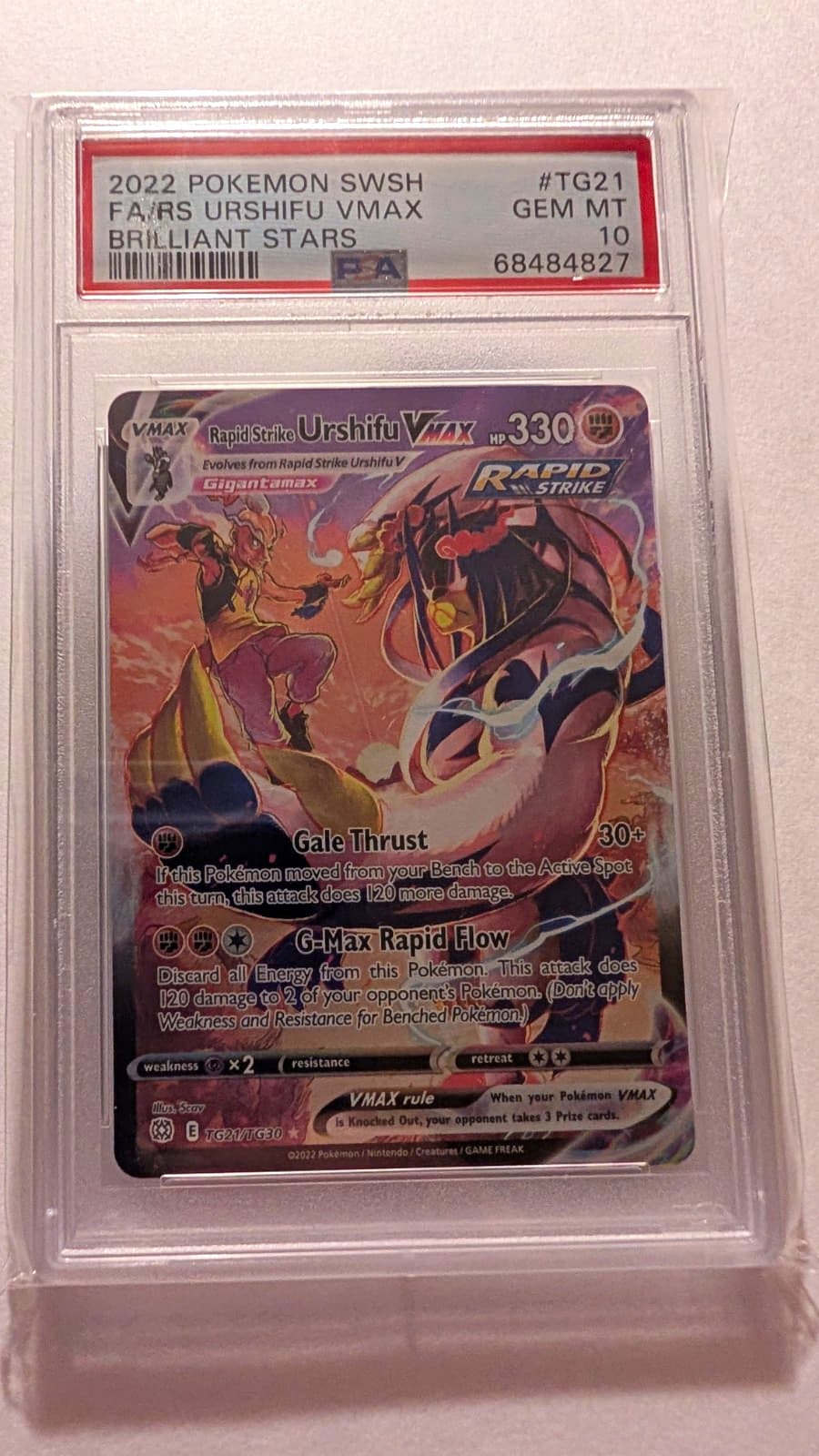 PSA 10 Rapid Strike Urshifu VMAX TG21/TG30 Brilliant Stars TG Holo EN 2022