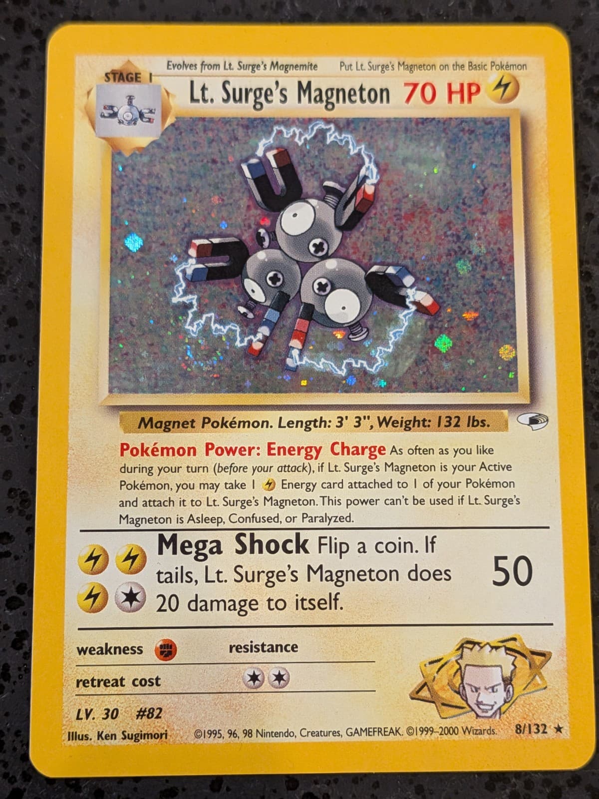 2000 Pokemon Gym Heroes Lt. Surge's Magneton 8/132 Holo Rare LP