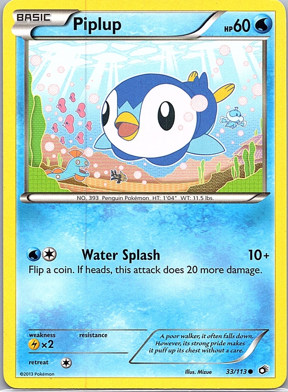 Piplup 33/113 Common Legendary Treasures Pokemon Lightly Played