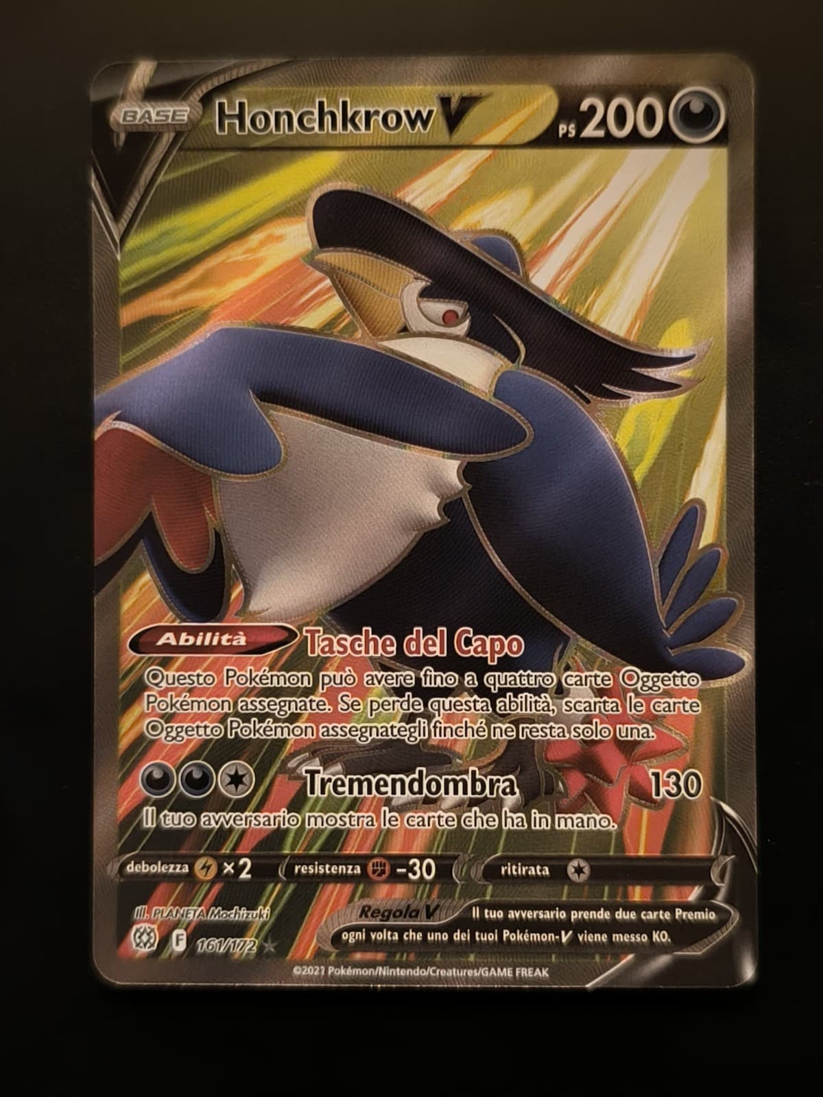 Carta Pokemon HONCHKROW V 161/172 Astri Lucenti Full Art Holo Rara ITA Near Mint