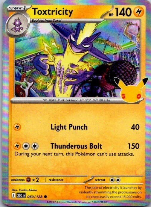Toxtricity 060/128 Common ME: 30th Celebration Pokemon Holo Near Mint