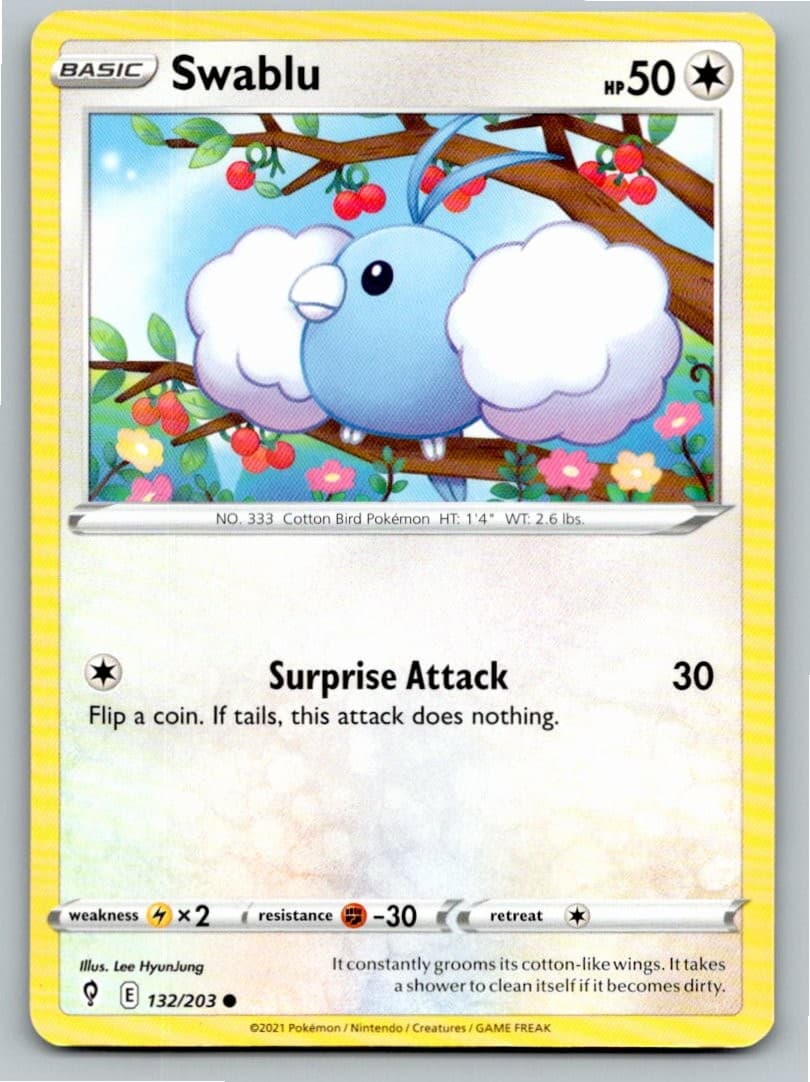 2021 POKEMON SWABLU EVOLVING SKIES 132/203 C NM A94291 FREE S&H