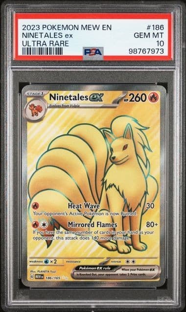 PSA 10 2023 Pokemon TCG Ninetales ex 186/165 SV 151 Ultra Rare Holo EN