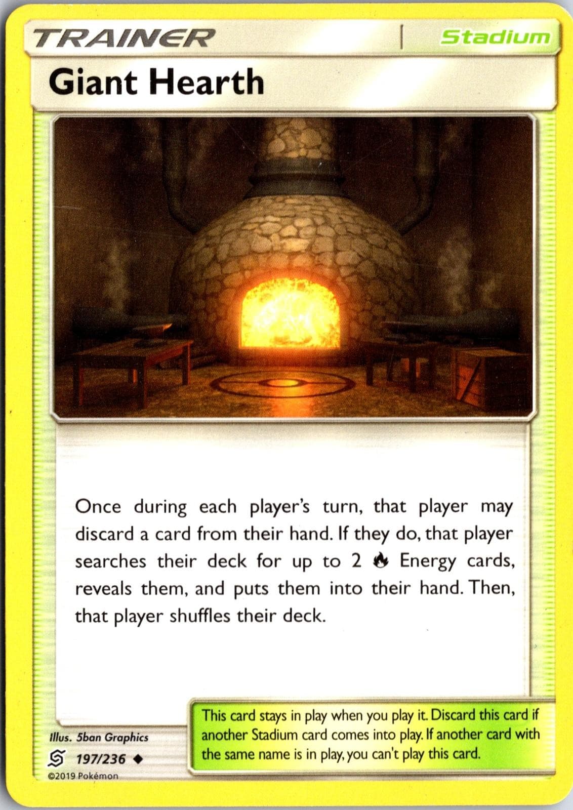 Giant Hearth 197/236 Uncommon Unified Minds Pokemon Moderately Played