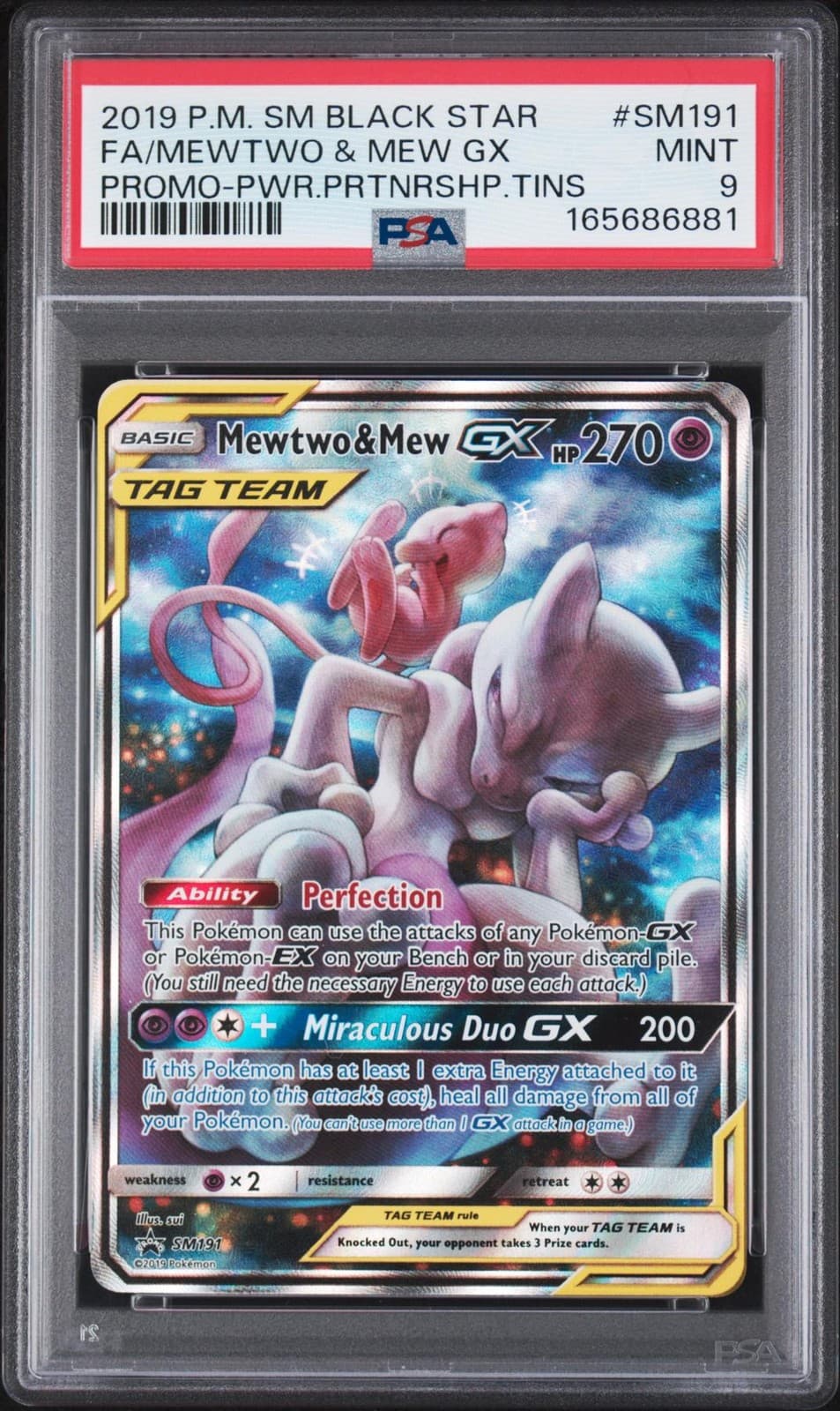 2019 Pokemon Mewtwo & Mew Gx Tag Team Power Partnership Promo #SM191 PSA 9