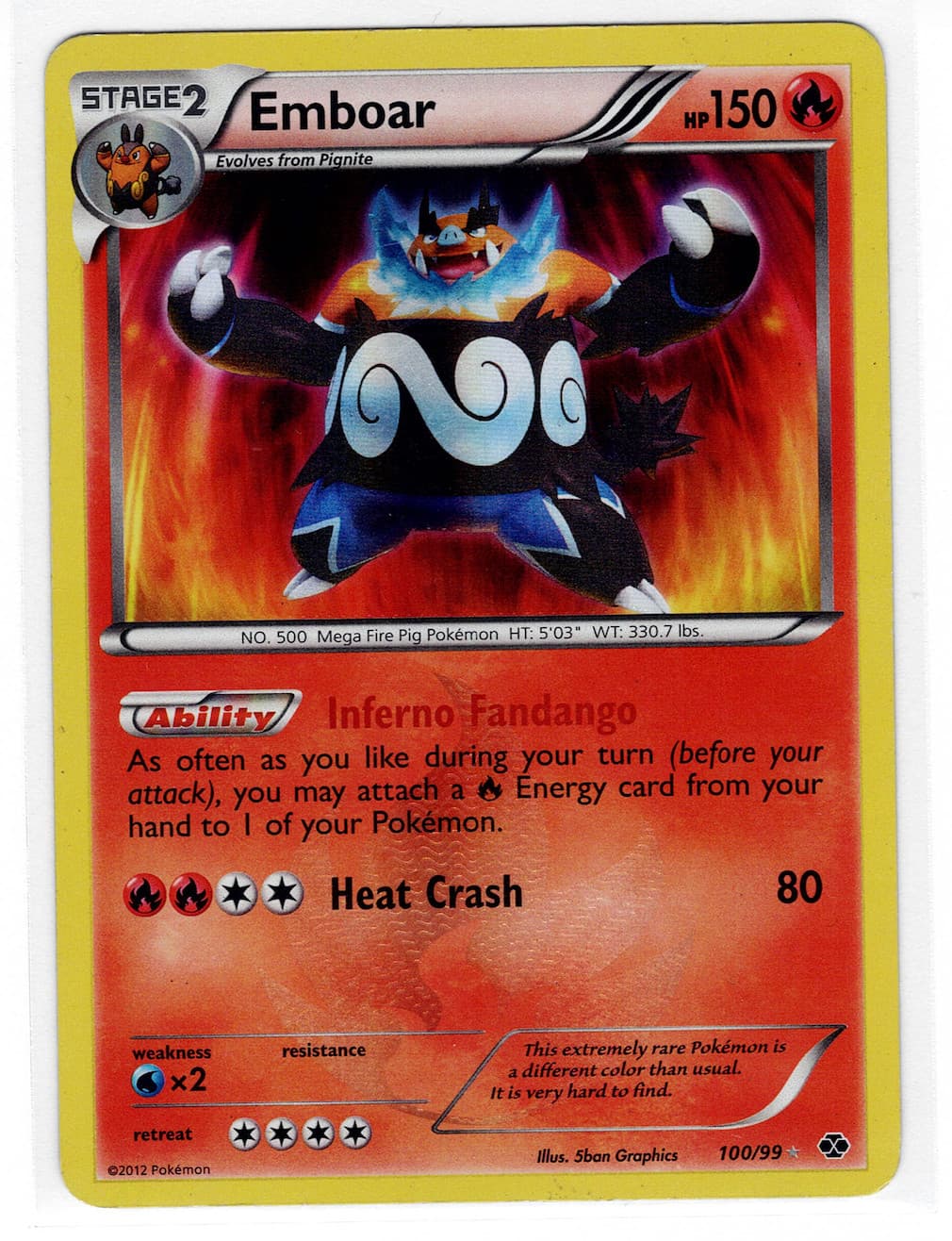 2012 Pokemon Black & White Next Destinies Emboar (Shiny) Secret Rare Foil #100