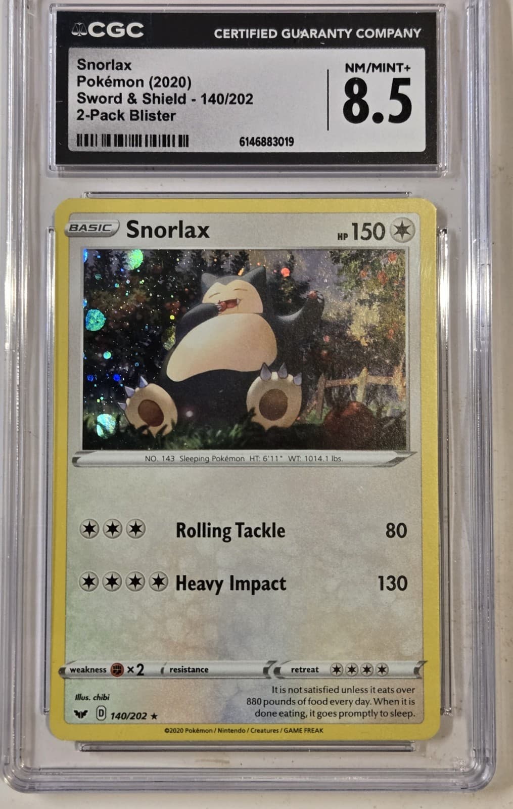 Snorlax - "Sword & Shield" Blister Exclusive 140/202 Holo CGC 8.5