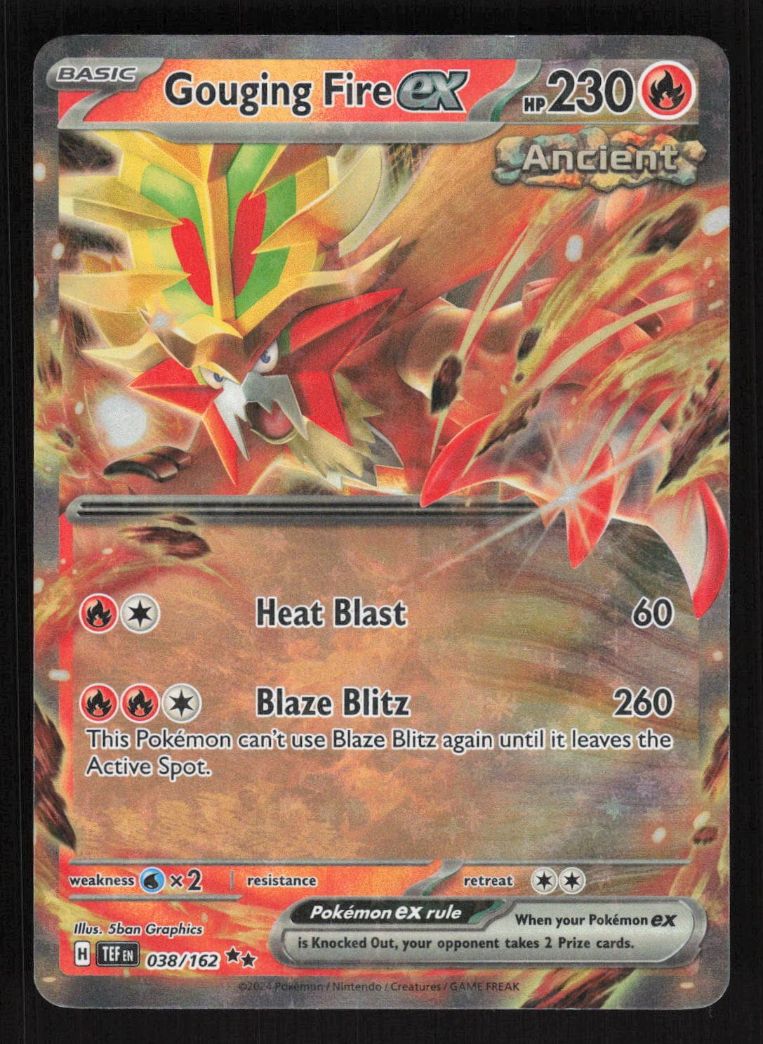 Pokemon SV05: Temporal Forces #38/162 Gouging Fire ex Holo Foil Card TCCCX A