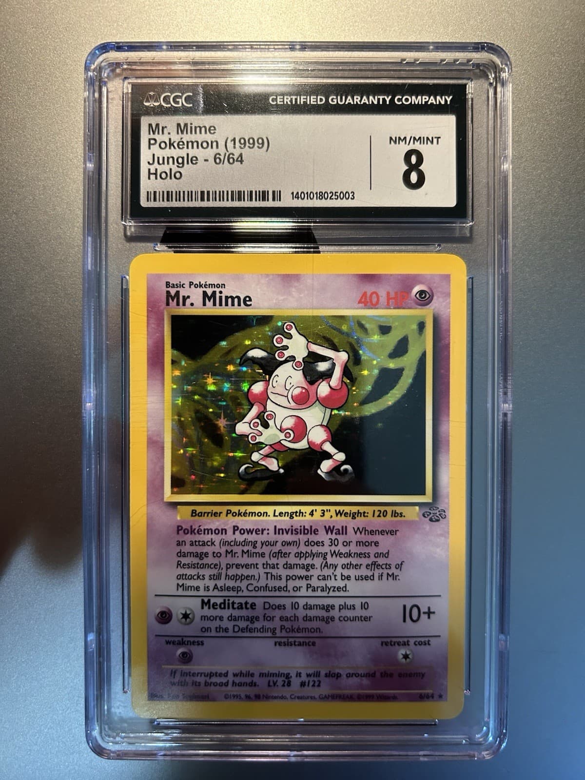 CGC 8 Mr. Mime 6/64 Jungle Holo Pokemon Card