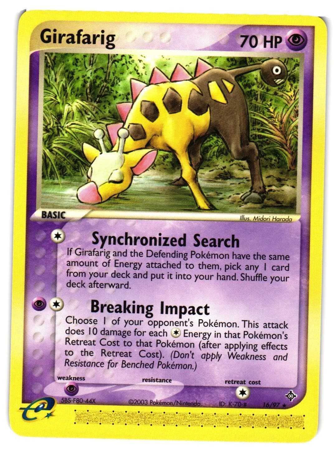Pokémon TCG Girafarig 16/97 EX Dragon Regular Rare VLP