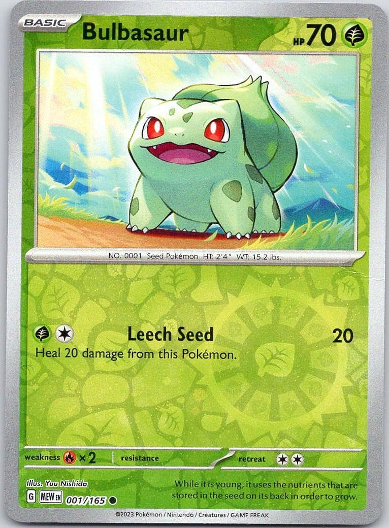 Pokemon Bulbasaur 1/165 151 Common Cosmos Holo NM TCG Grass