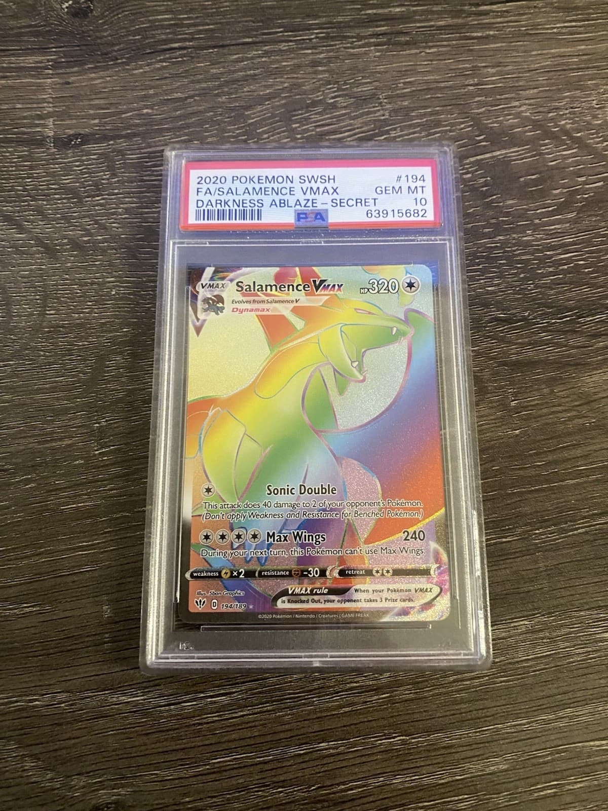 Pokemon SWSH Darkness Ablaze SECRET Salamence VMAX Full Art #194 PSA 10 GEM MINT