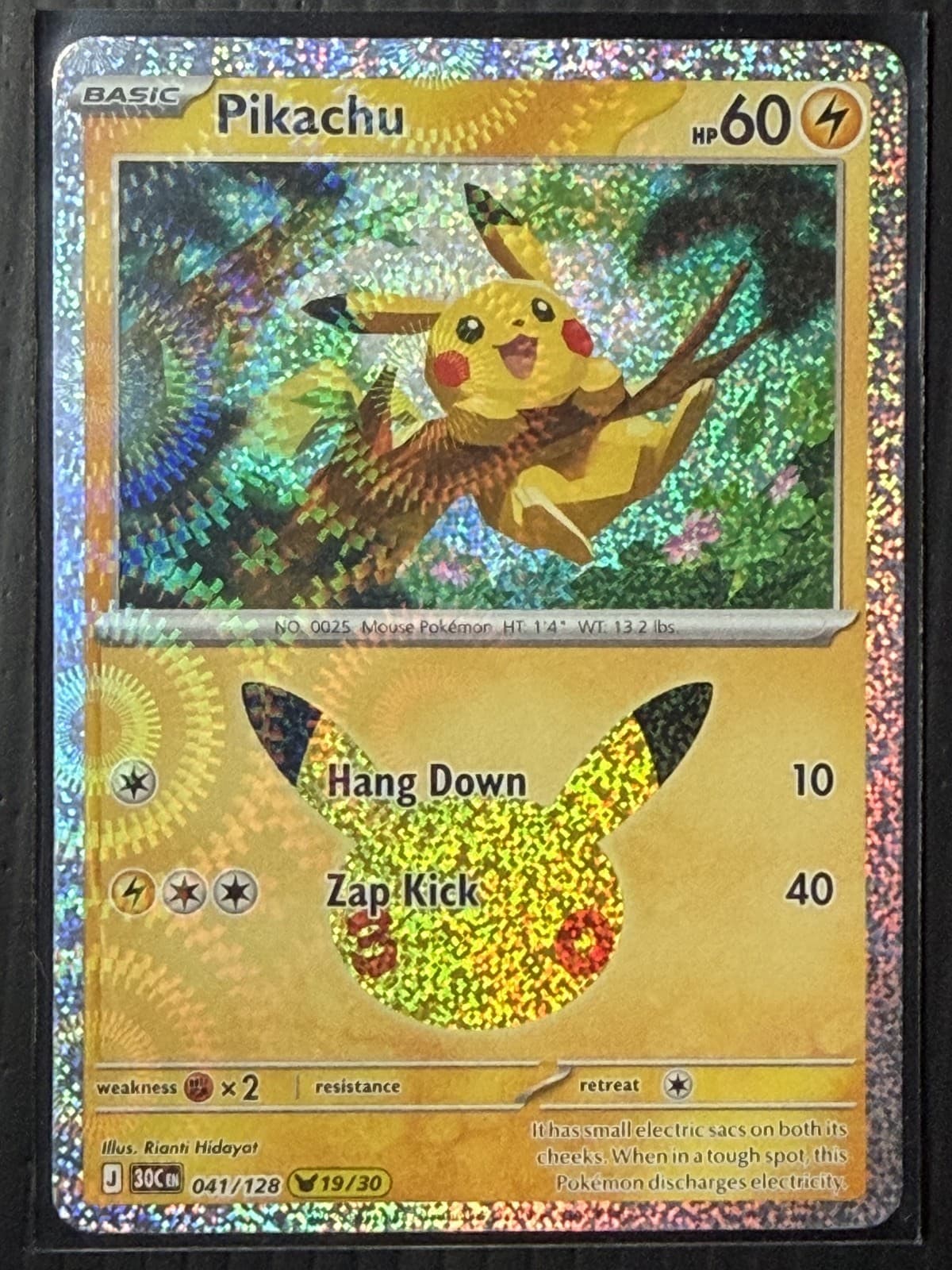 Pikachu - 041/128 041/128 Pikachu Rare ME: 30th Celebration Pokemon Holo Near