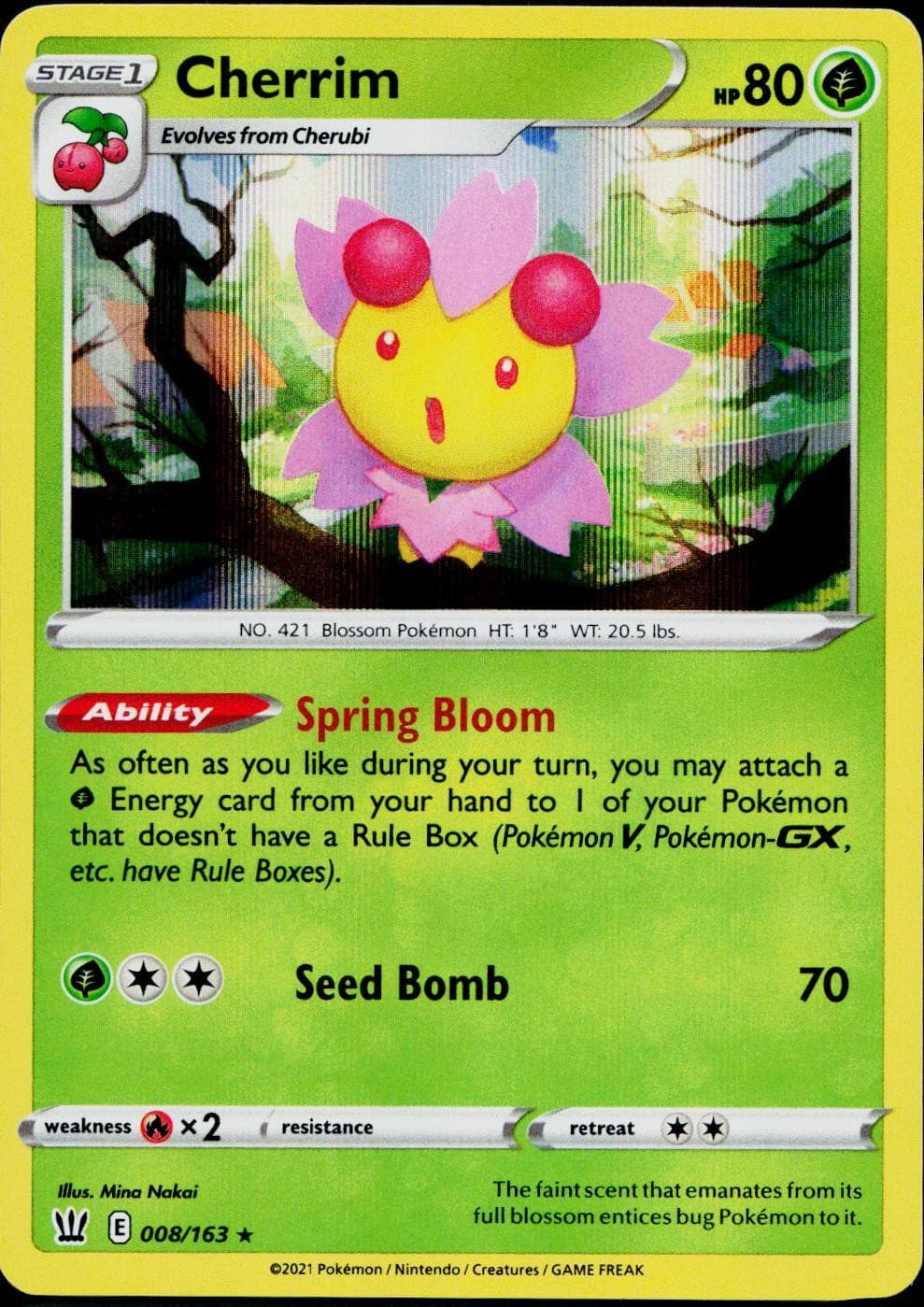 Cherrim 008/163 Holo Rare Battle Styles Pokemon Near Mint