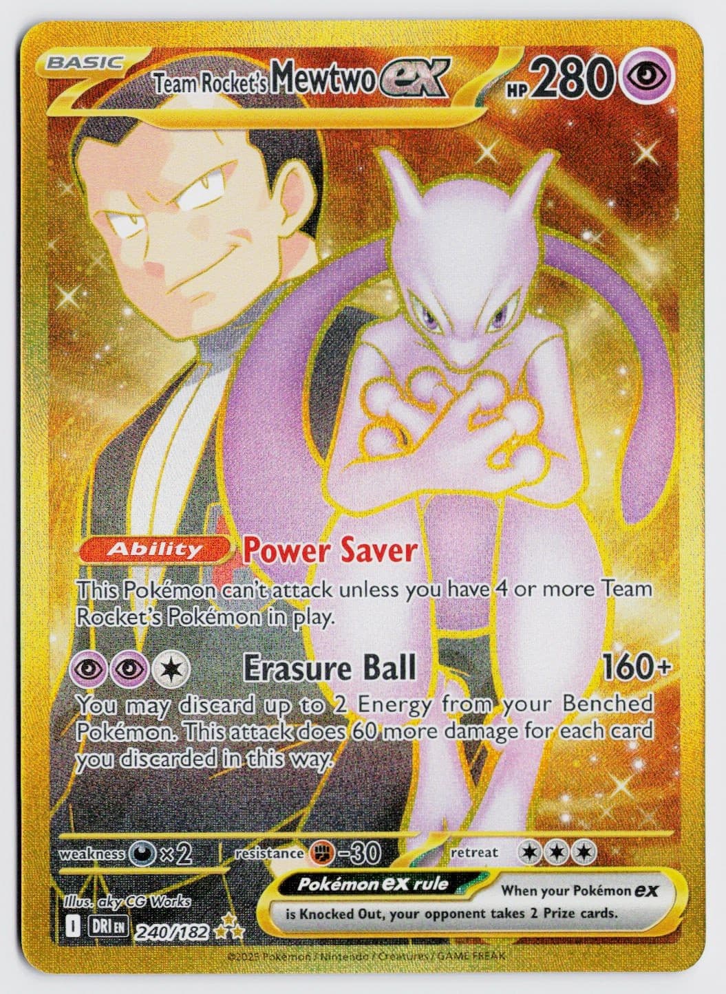 Team Rocket's Mewtwo ex 240/182 Hyper Rare - Destined Rivals EN NM