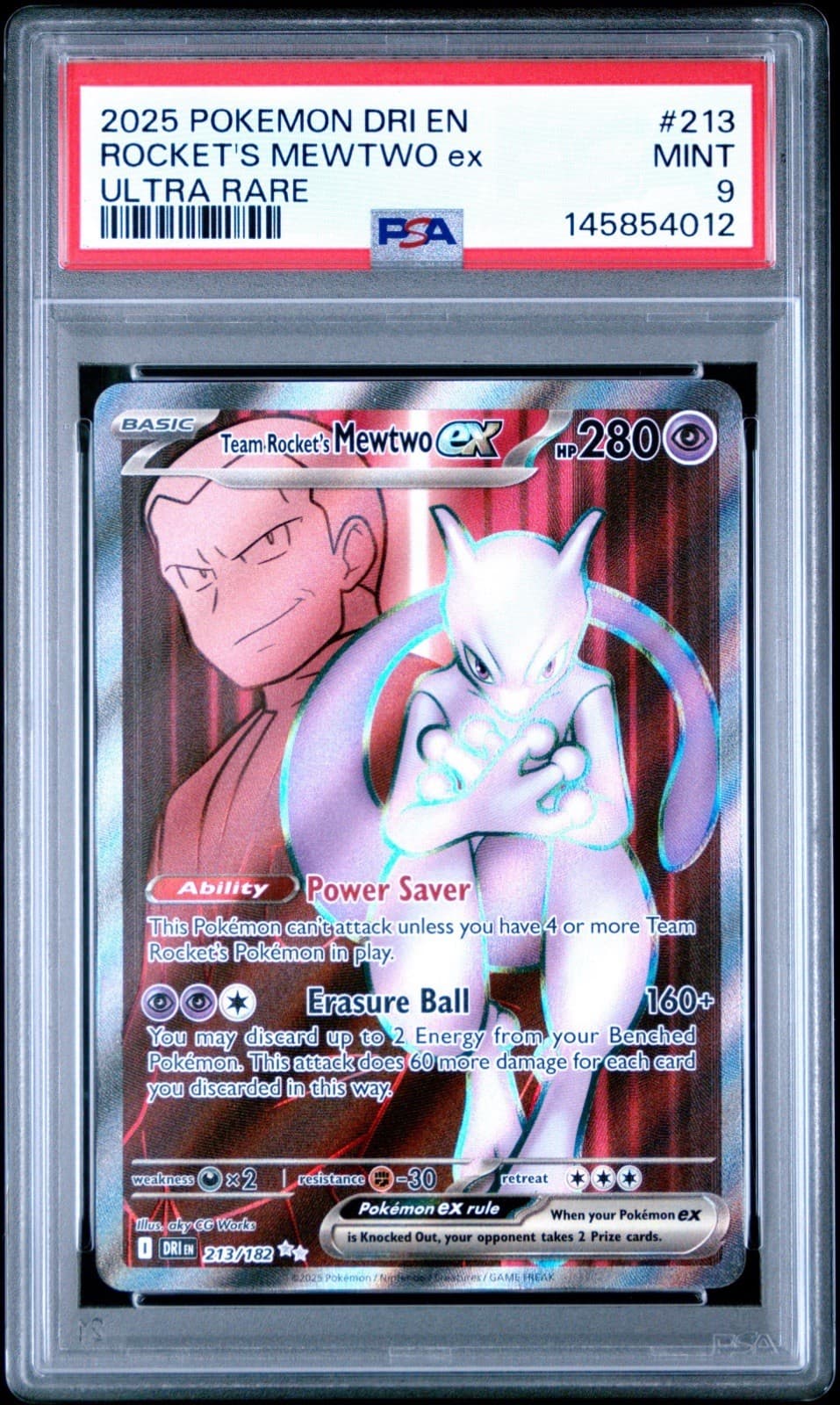 Pokemon 2025 Sv10 Destined Rivals Team Rocket's Mewtwo ex 213/182 PSA 9