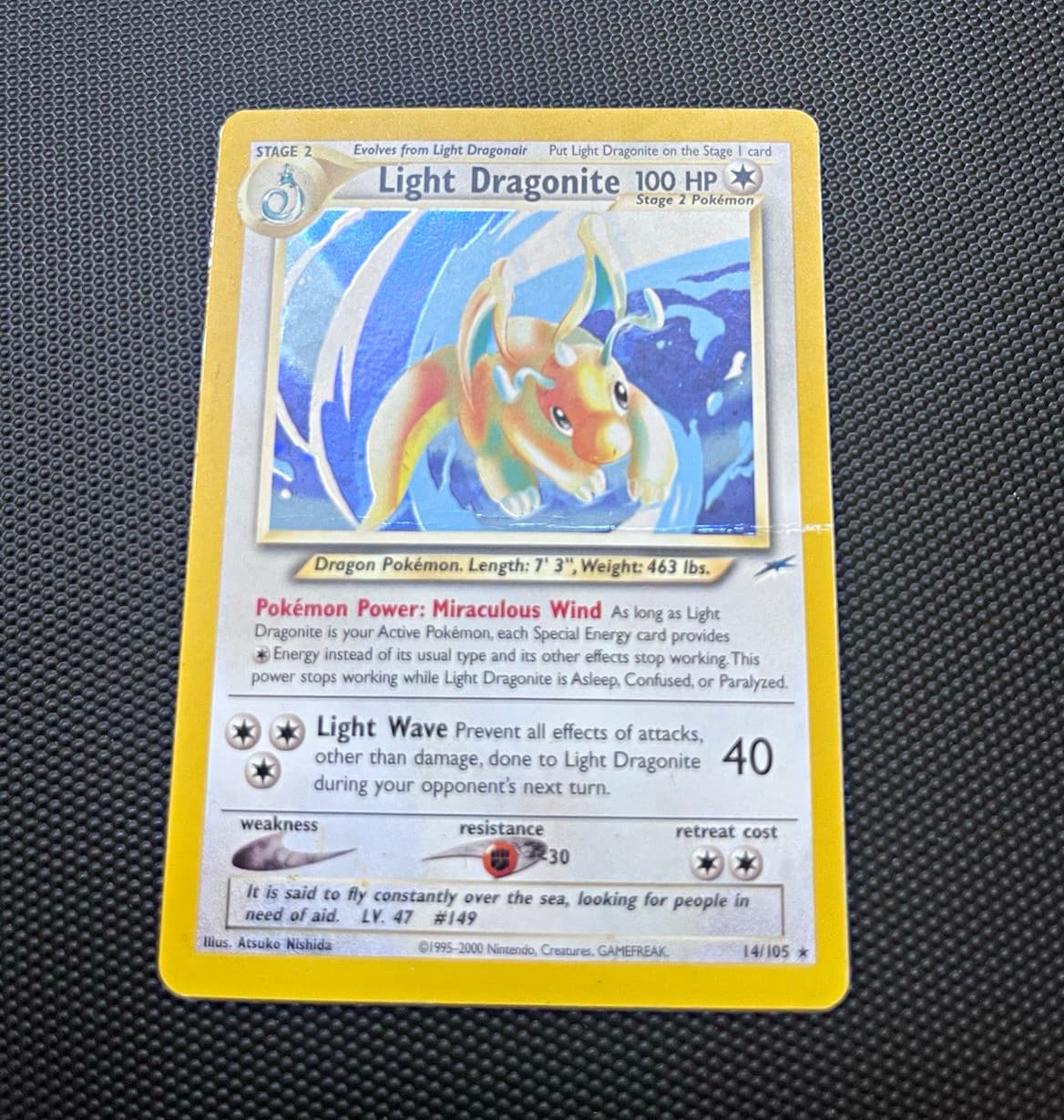 Pokemon TCG Light Dragonite 14/105 Neo Destiny Unlimited Holo Rare Eng 2000