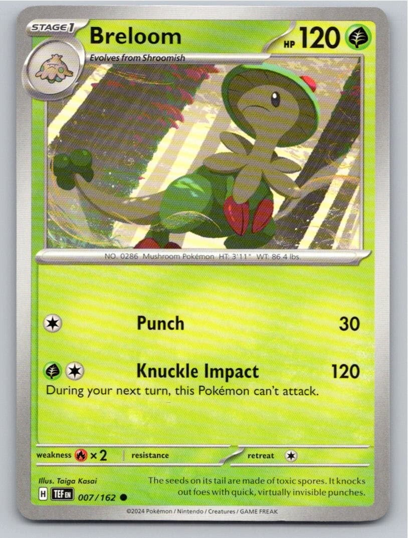 2024 POKEMON BRELOOM TEMPORAL FORCES 007/162 COMMON NM A14401 FREE S&H