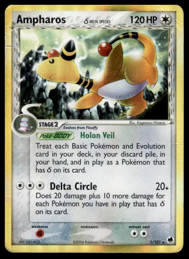 AMPHAROS Δ 1/101 HOLO RARE DRAGON FRONTIERS POKEMON HP 1G