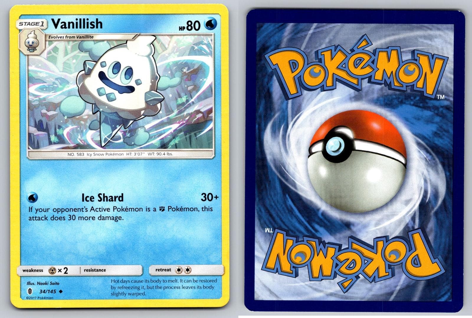VANILLISH 34/145 UNCOMMON GUARDIANS RISING POKEMON NM/M