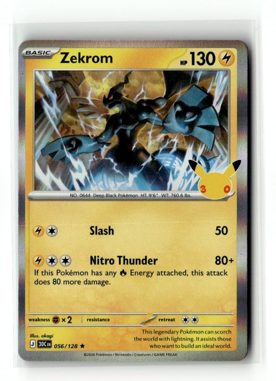 Zekrom 56/128 30th Celebration Rare Holo 2026 Pokemon NM