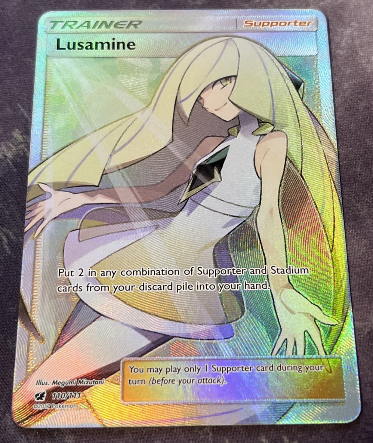 Lusamine 110/111 Ultra Rare Crimson Invasion Pokemon Holo Near Mint