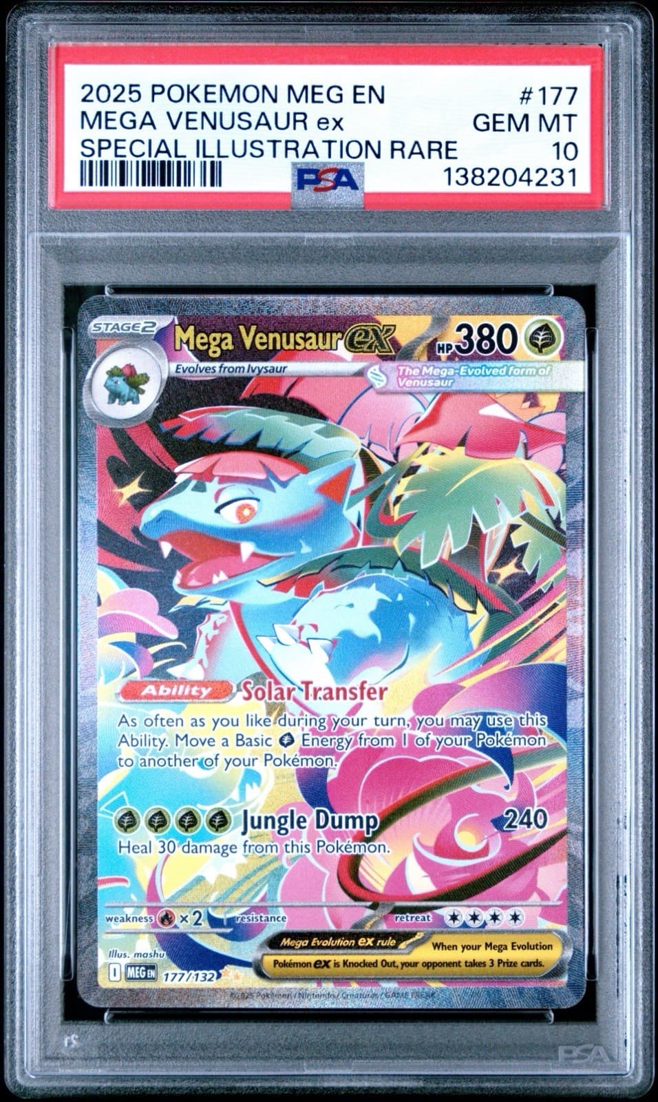 2025 Pokémon - MEGA VENUSAUR EX - SIR - Mega Evolution - 177/132 - PSA 10