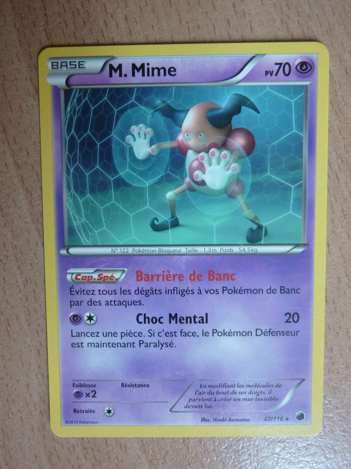 Carte Pokémon rare M. Mime 70 PV 47/116 (Glaciation plasma)