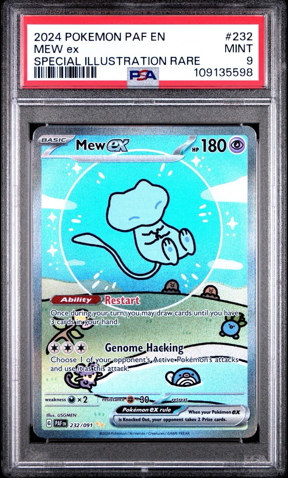Mew ex 232/091 SV: Paldean Fates Holo PSA 9