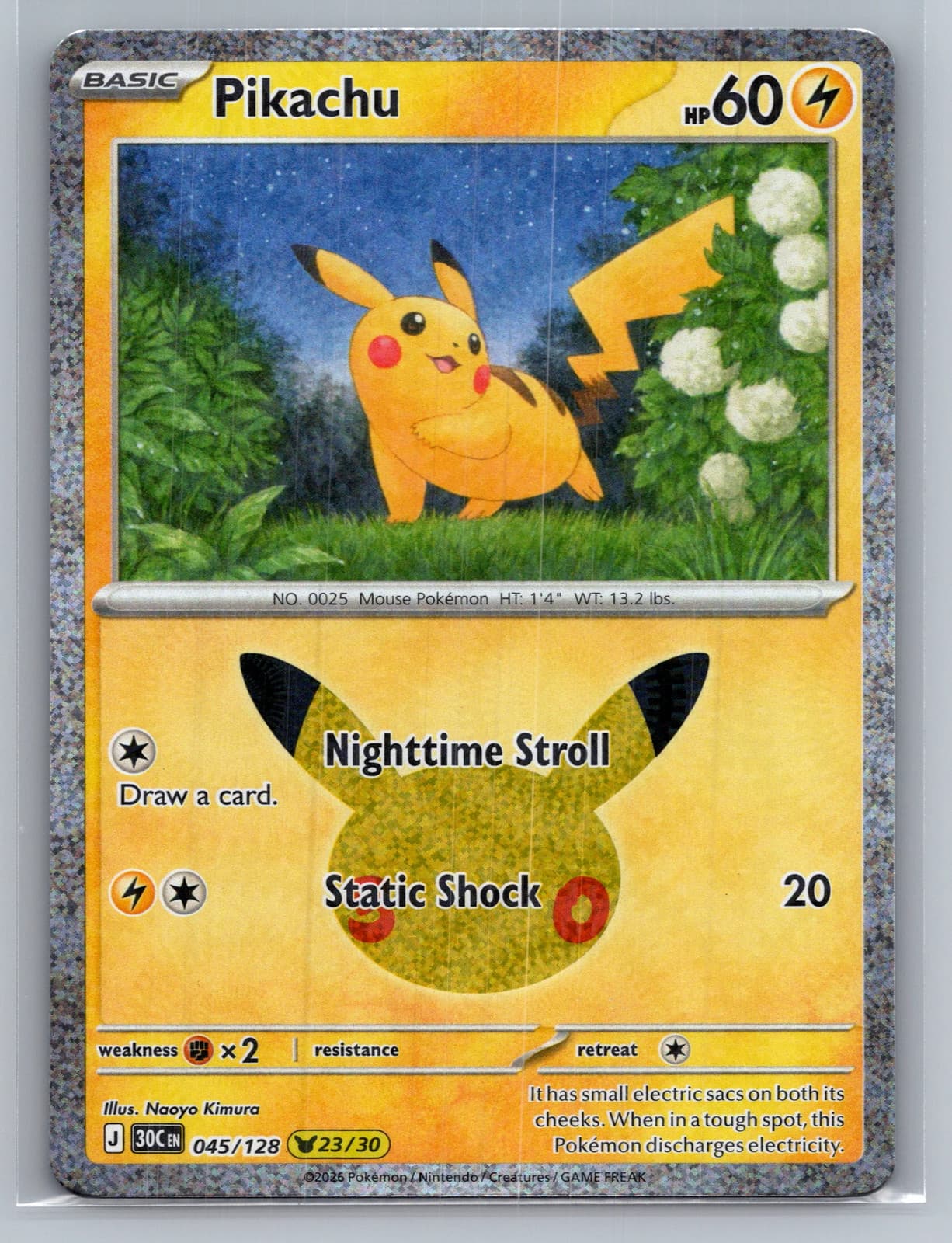 Pikachu #45/128 2026 30th Celebration Pokemon TCG