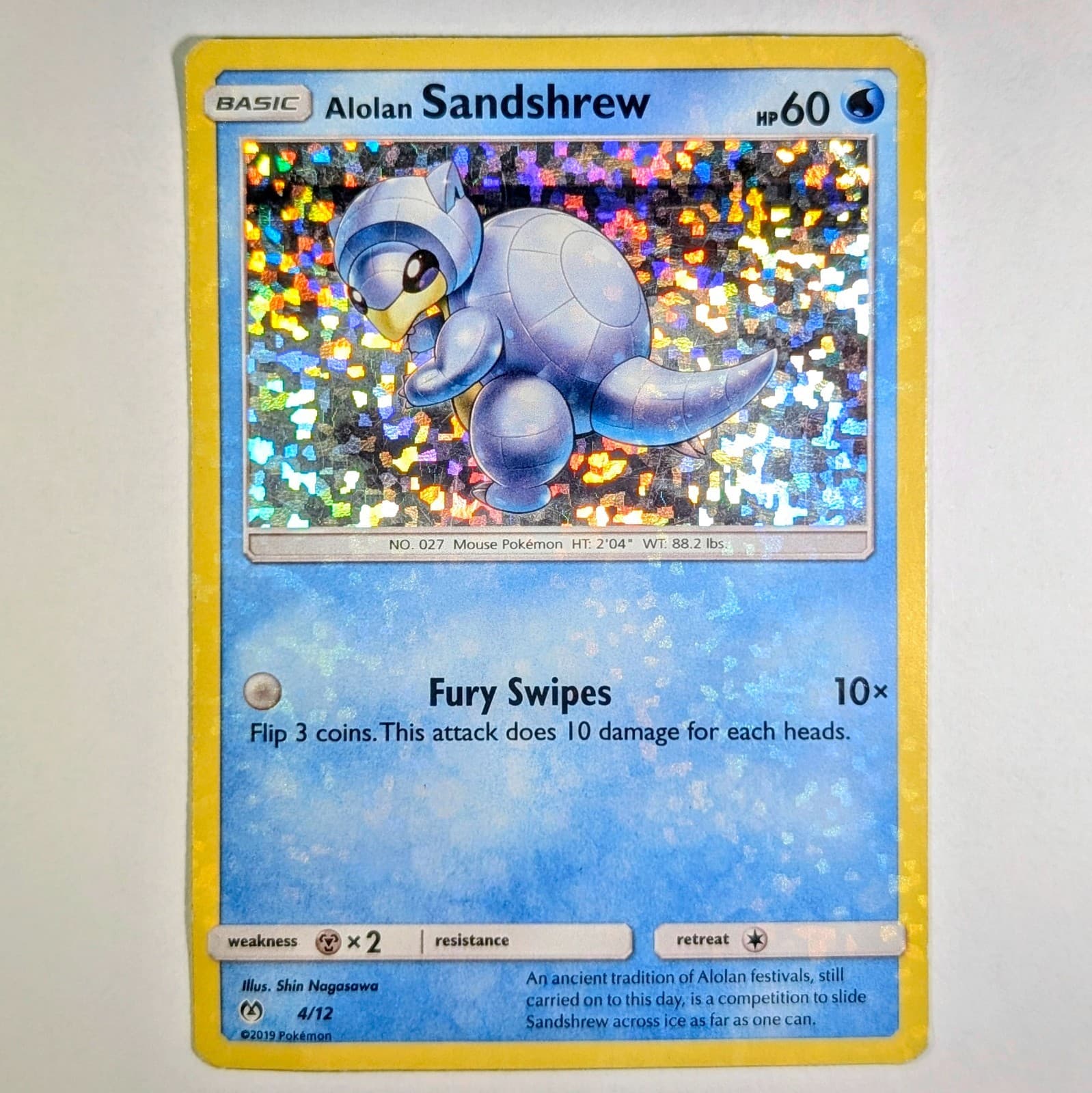 Alolan Sandshrew 004/012 Confetti Holo Pokemon Card (McDonald's Collection 2019)