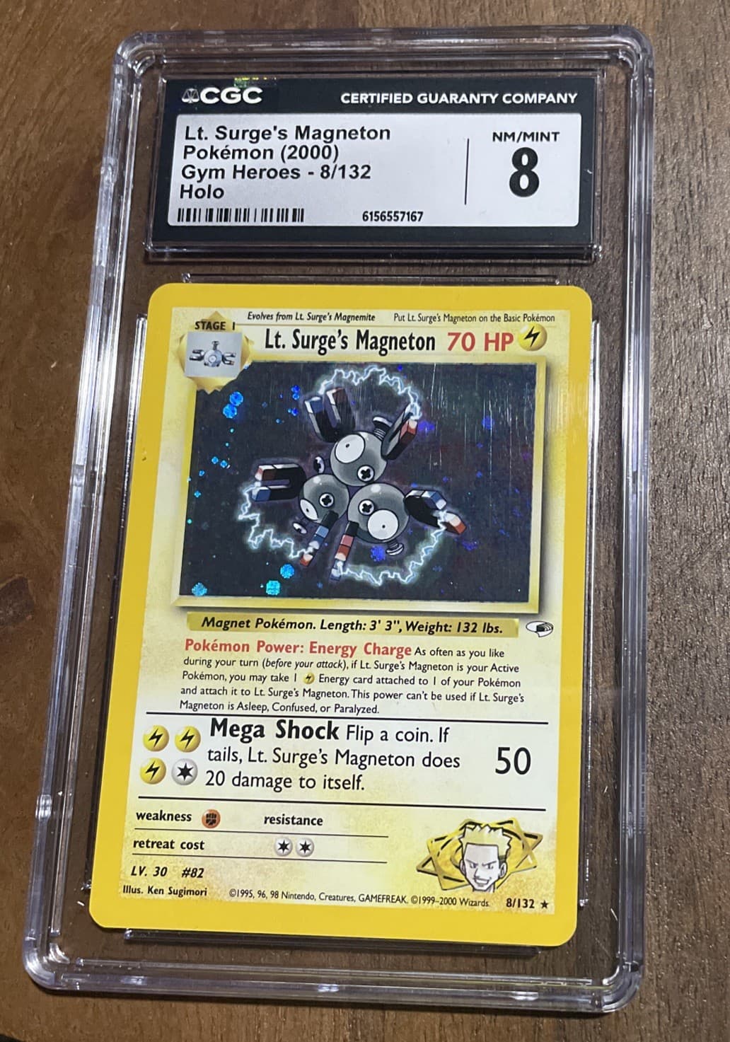 CGC 8 LT. SURGE'S MAGNETON 8/132 HOLO GYM HEROES POKEMON NM/MINT - SWIRL