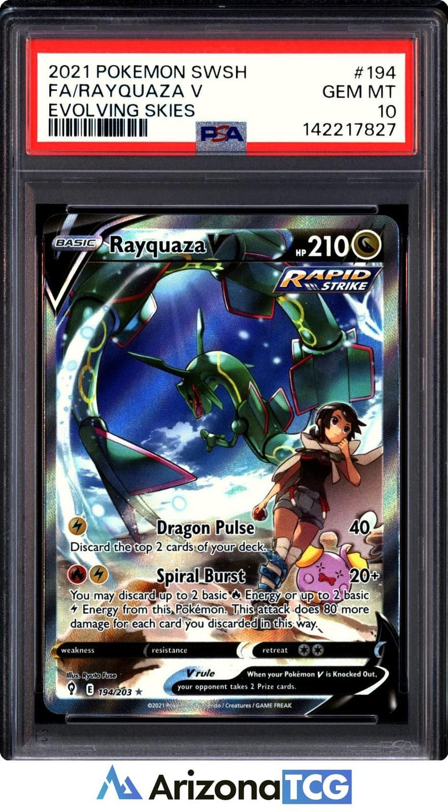 Pokemon 2021 Rayquaza V 194/203 Alt Art Evolving Skies GEM MINT PSA 10