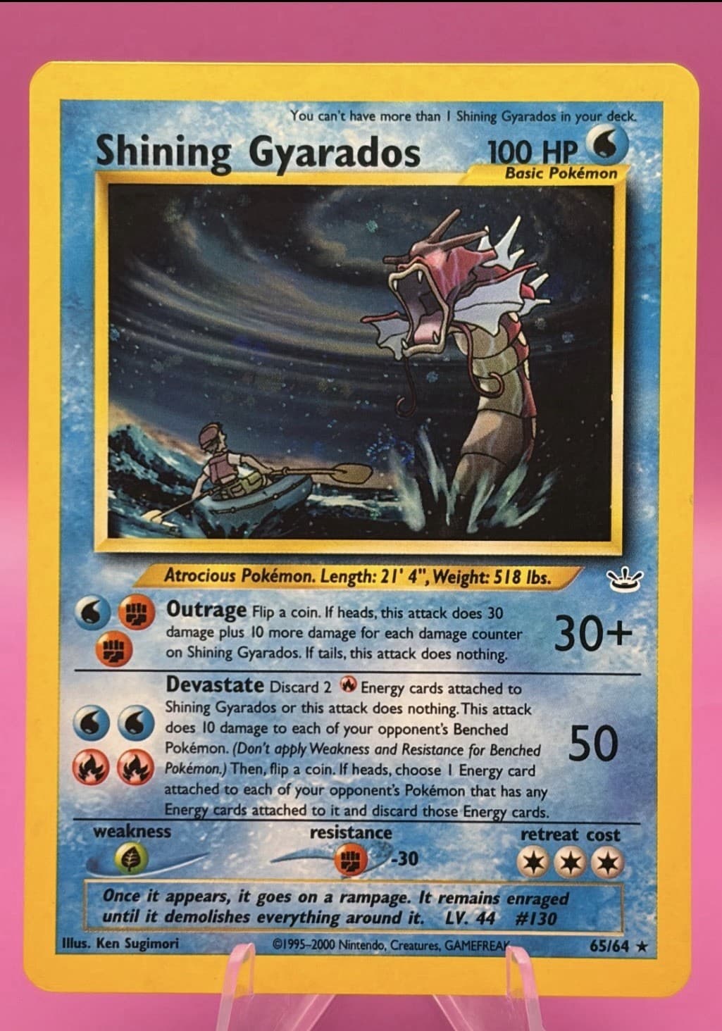 SHINING GYARADOS NEO REVELATION NM #65 2001 HOLO W/ Ocean Swirl