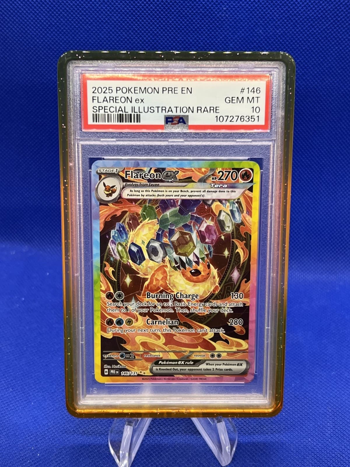 Pokemon Prismatic Evolutions Flareon ex 146/131 Special Illustration Rare PSA 10