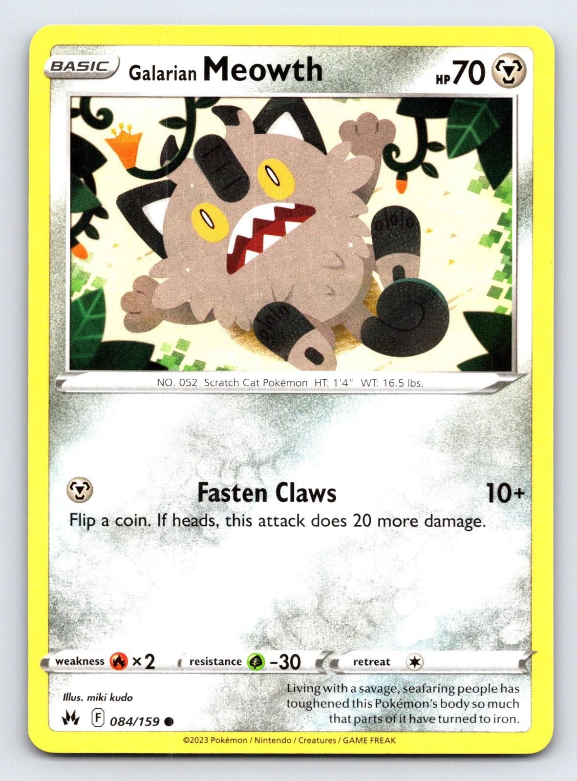 Galarian Meowth 084/159 Common Crown Zenith Pokemon Lightly Played